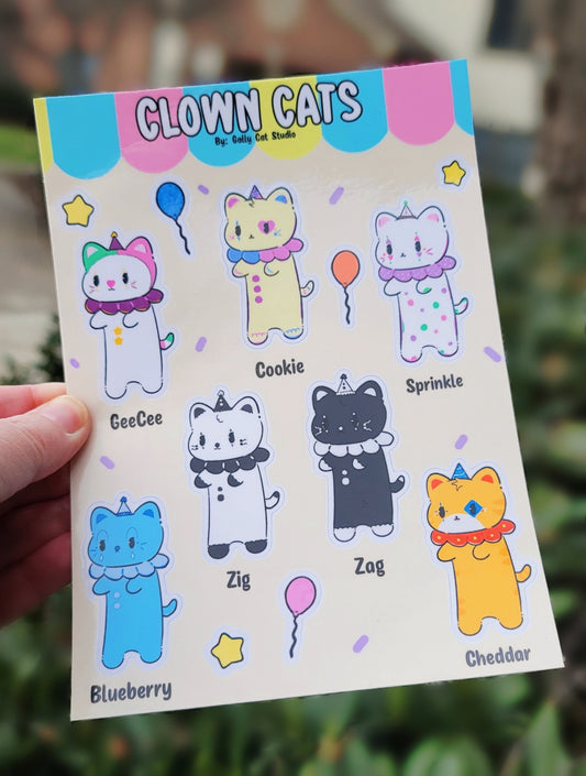 Clown Cats Sticker Sheet