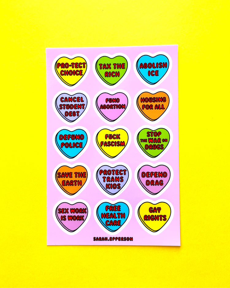 Conversation Hearts Sticker Sheet