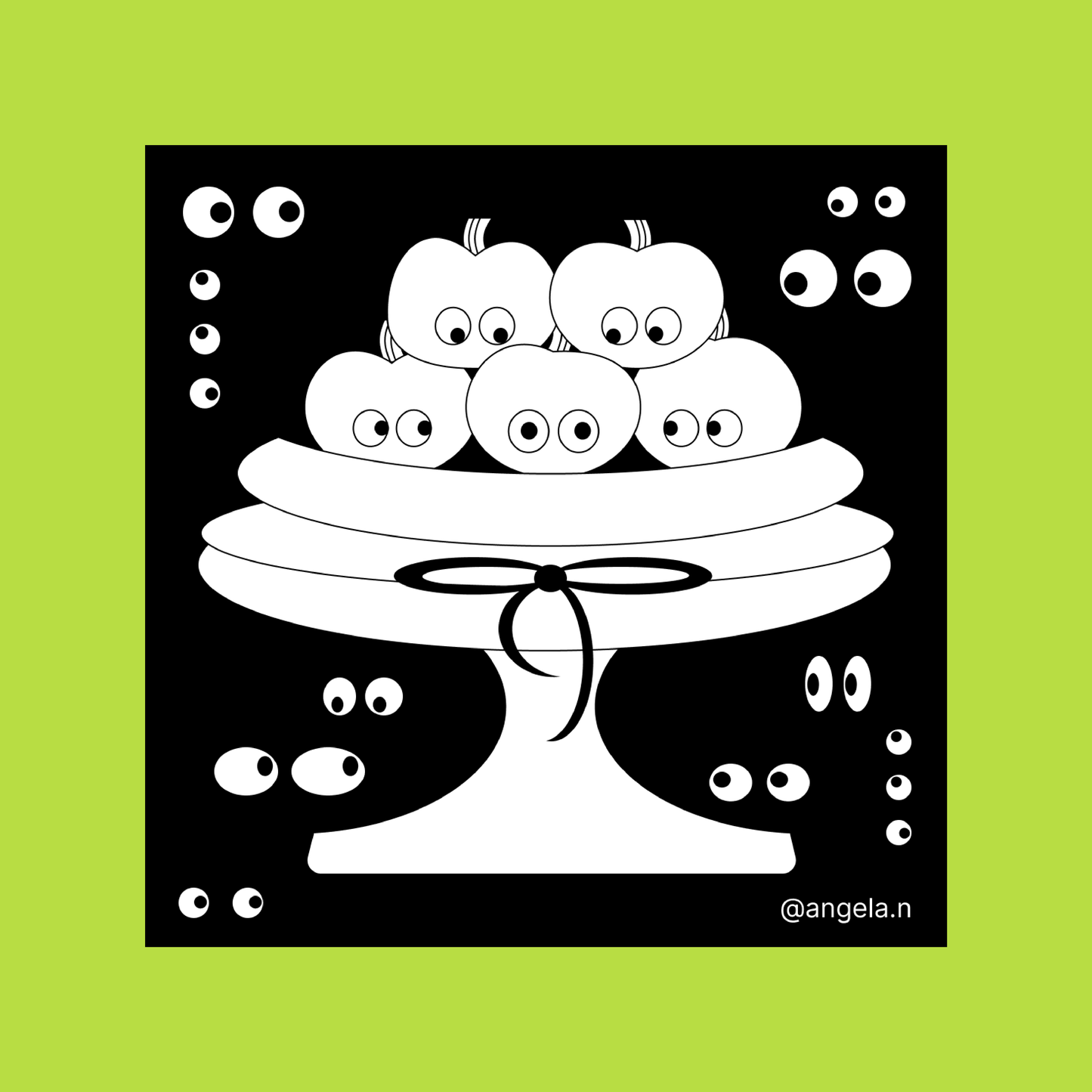 Still Life, Apples Fruit Eyes, Glow in the Dark