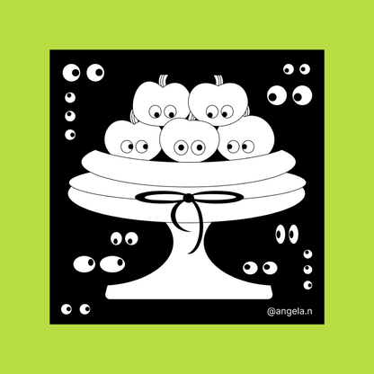 Still Life, Apples Fruit Eyes, Glow in the Dark