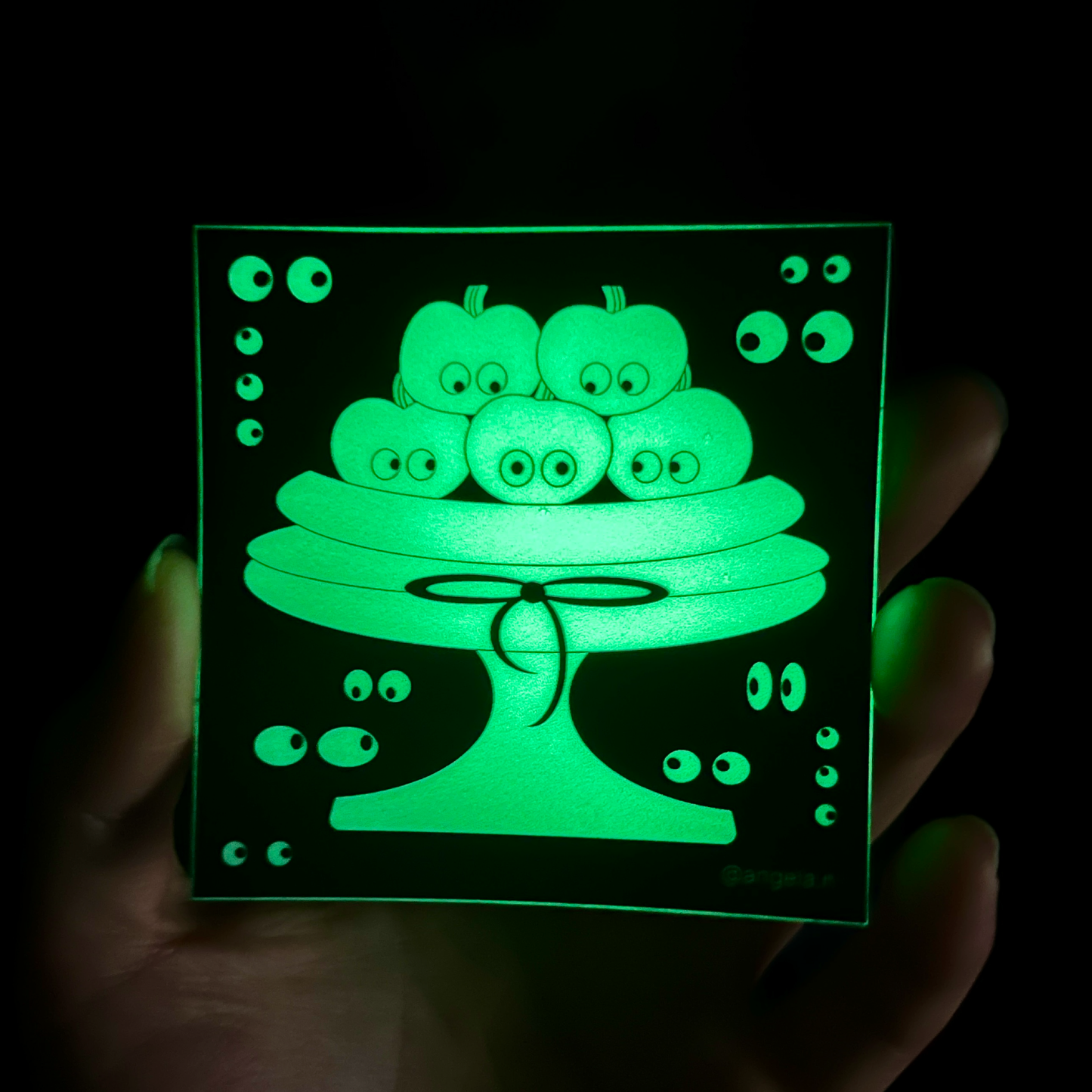 Still Life, Apples Fruit Eyes, Glow in the Dark