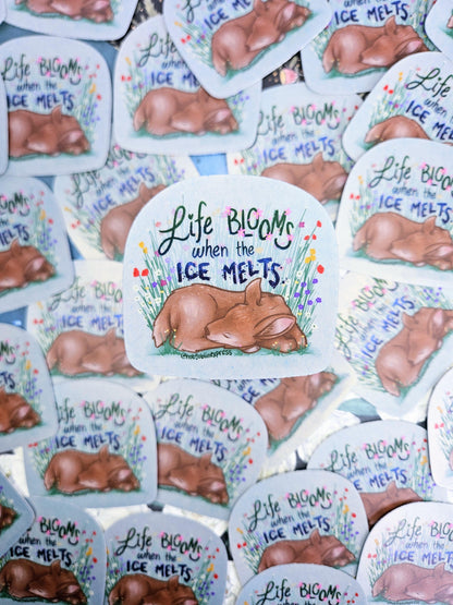 Life Blooms When the Ice Melts Sleeping Fawn